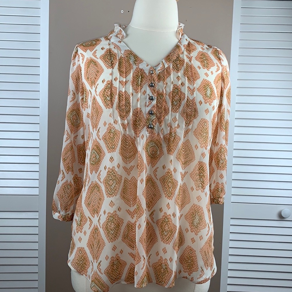 Rose and Olive Sheer Peasant Blouse